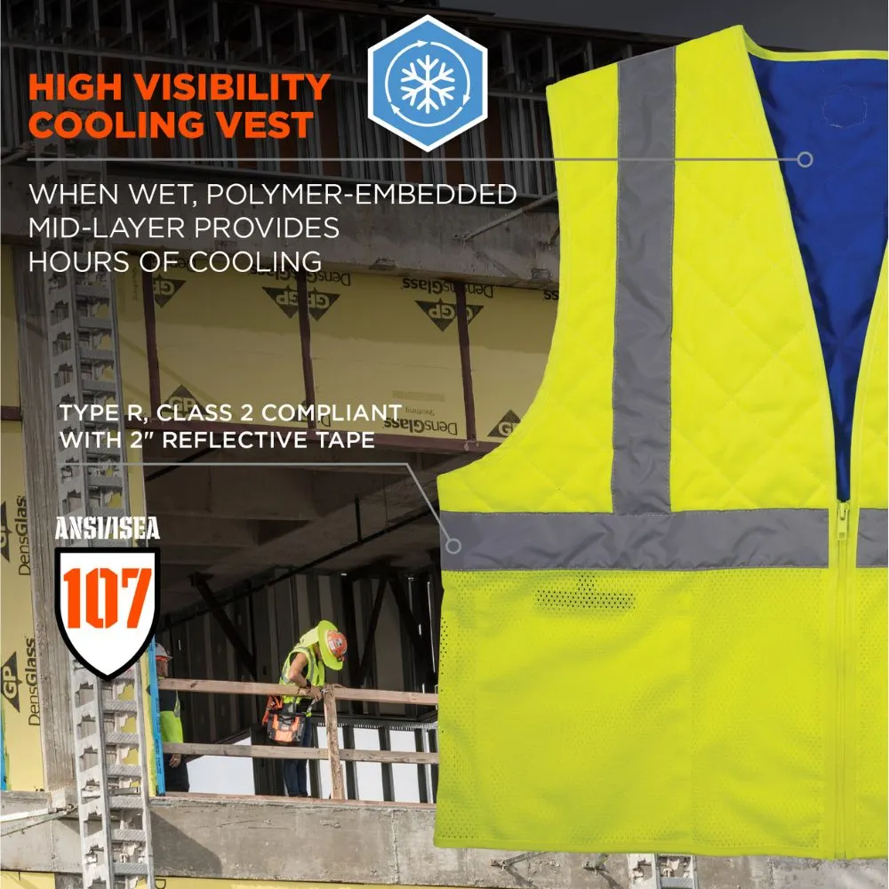 Ergodyne 12713 #6668 M Lime Class 2 Hi-Vis Safety Cooling Vest