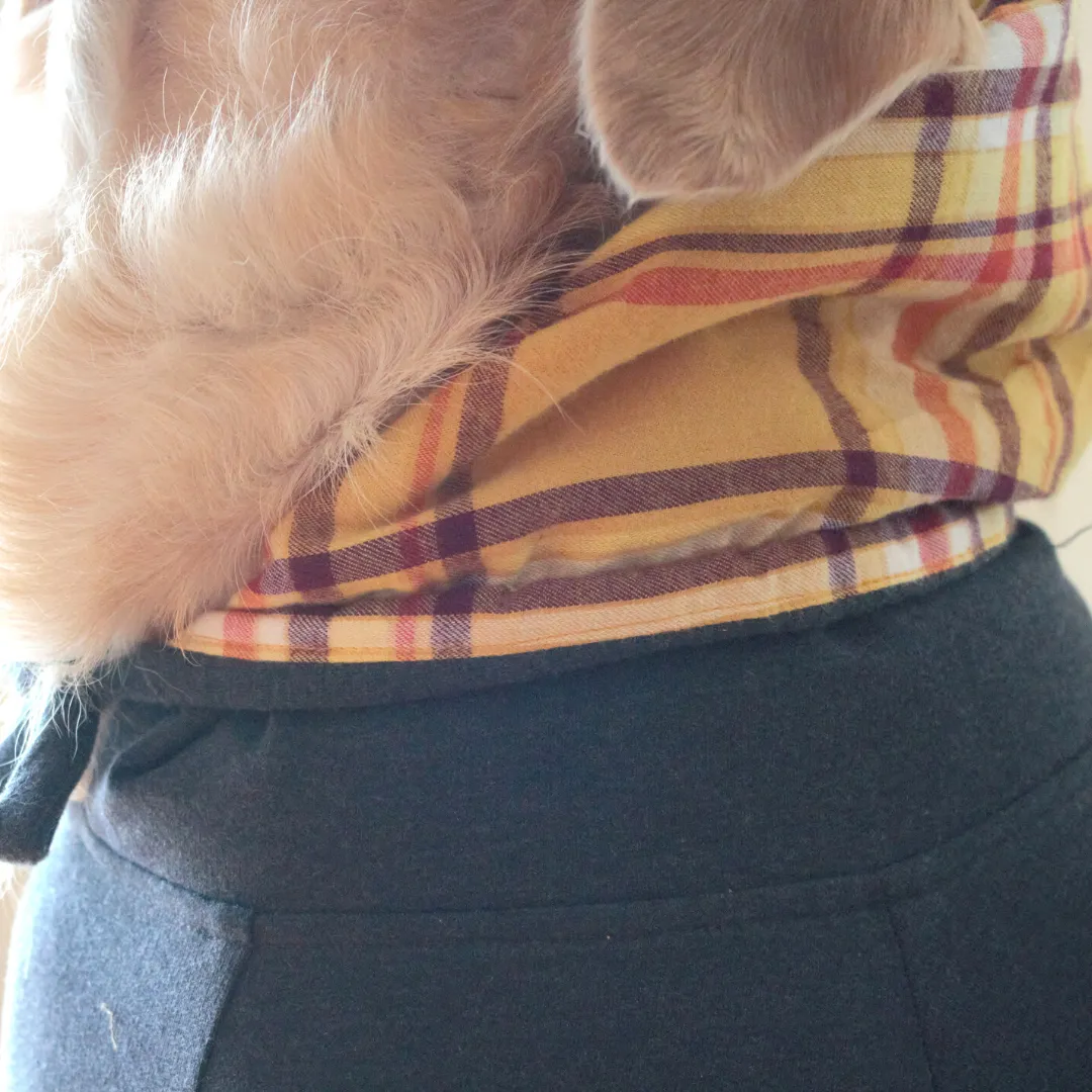 PoochMate Charcoal & Mustard Tartan Dog Sweatshirt